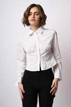 Camicia a bustier con mini borchie