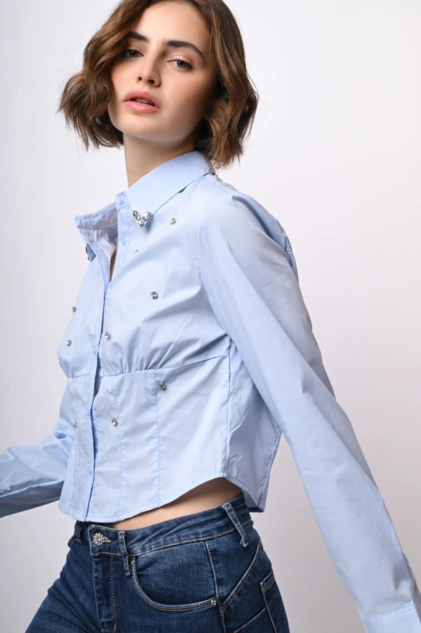 Camicia a bustier con strass