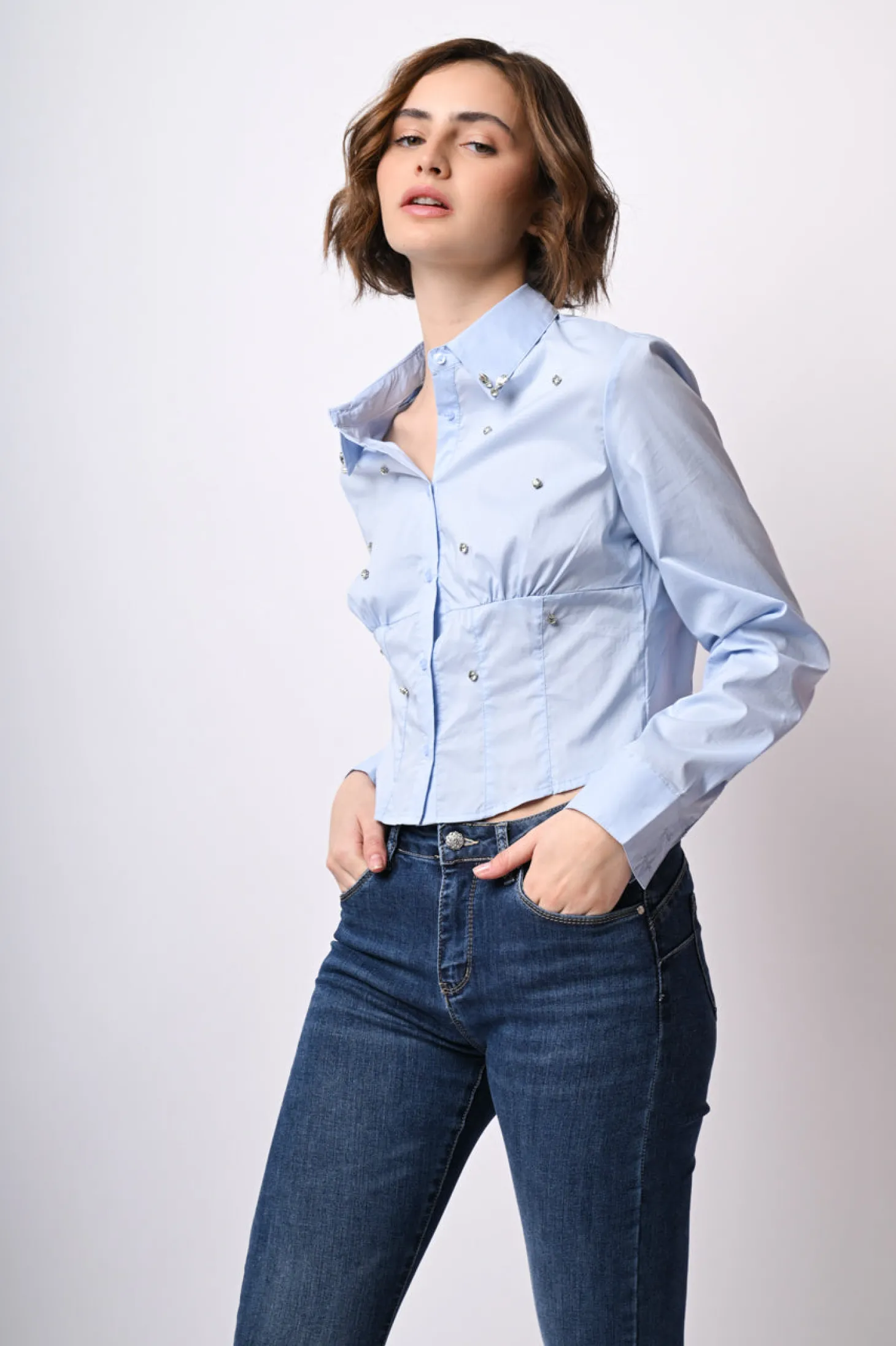 Camicia a bustier con strass