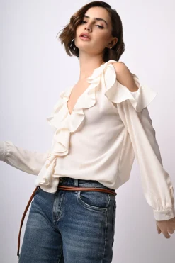 Camicia con cut-outs e volants