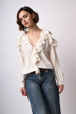 Camicia con cut-outs e volants