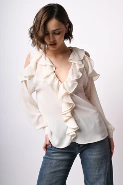 Camicia con cut-outs e volants