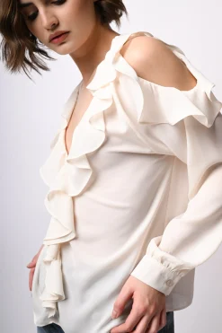 Camicia con cut-outs e volants