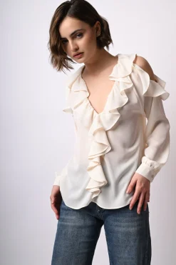 Camicia con cut-outs e volants