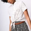 Camicia con nodo in pizzo Sangallo