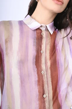 Camicia crop a righe lurex