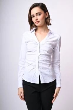 Camicia in cotone con arricciatura