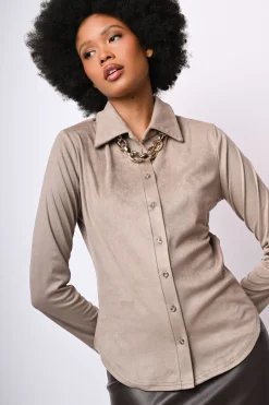 Camicia in faux suede