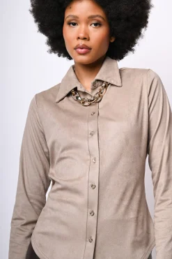 Camicia in faux suede