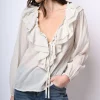 Camicia in mussola di cotone con volants