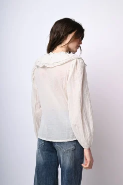 Camicia in mussola di cotone con volants