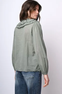 Camicia in mussola di cotone con volants