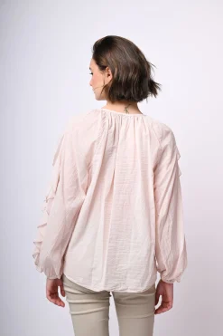 Camicia in mussola di cotone con volants