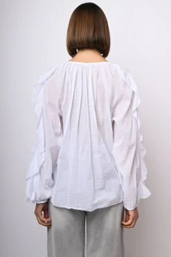 Camicia in mussola di cotone con volants