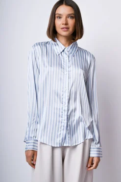 Camicia in raso a righe