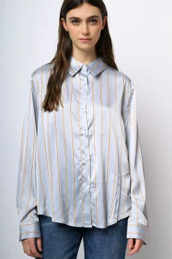 Camicia in raso a righe