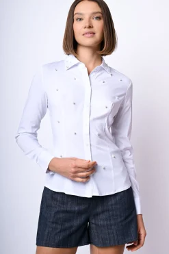 Camicia slim-fit con perle