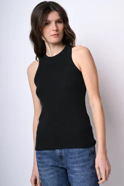 Canotta in cotone con strass