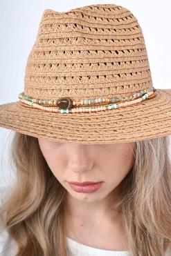 Cappello boho in rafia