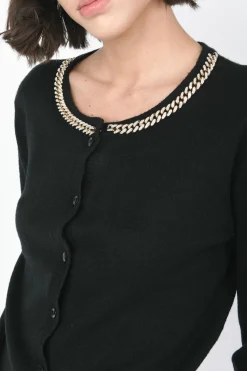 Cardigan con catenella decorativa