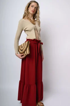 Cardigan in maglia lurex con laccetti