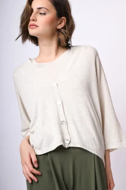 Cardigan in viscosa e lino