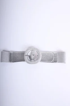 Cintura elastica alta con fibbia tonda