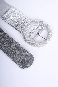 Cintura elastica alta con fibbia tonda