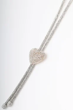 Collana lunga con strass e cuore