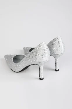 Décolleté in raso con strass