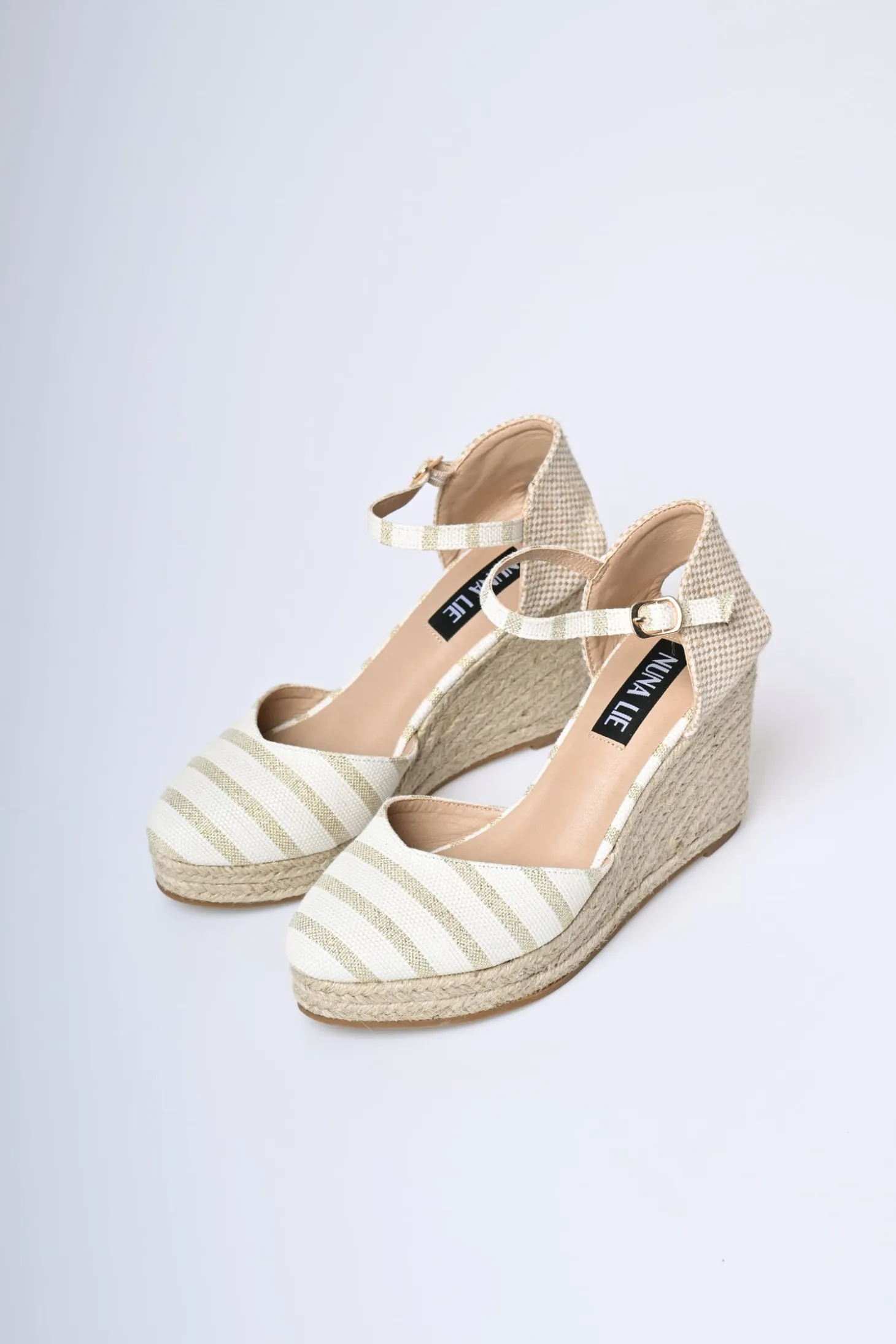 Espadrillas con zeppa a righe lurex