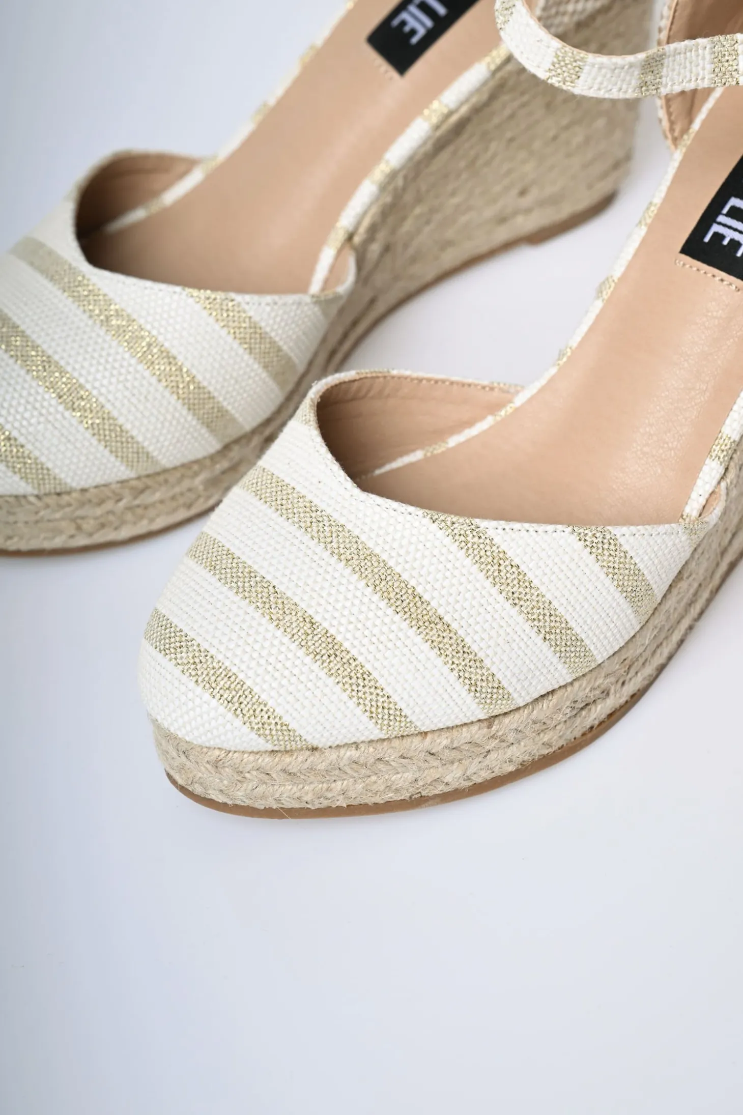 Espadrillas con zeppa a righe lurex