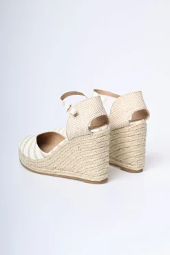 Espadrillas con zeppa a righe lurex