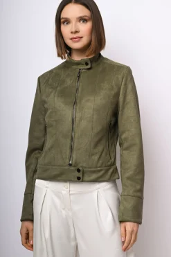 Giacca biker in faux suede