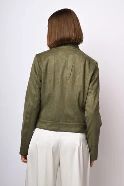 Giacca biker in faux suede