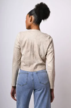 Giacca crop in faux suede