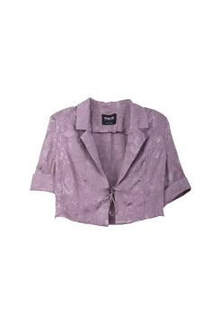 Giacca crop in jacquard di viscosa
