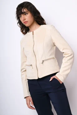 Giacca in faux suede con zip