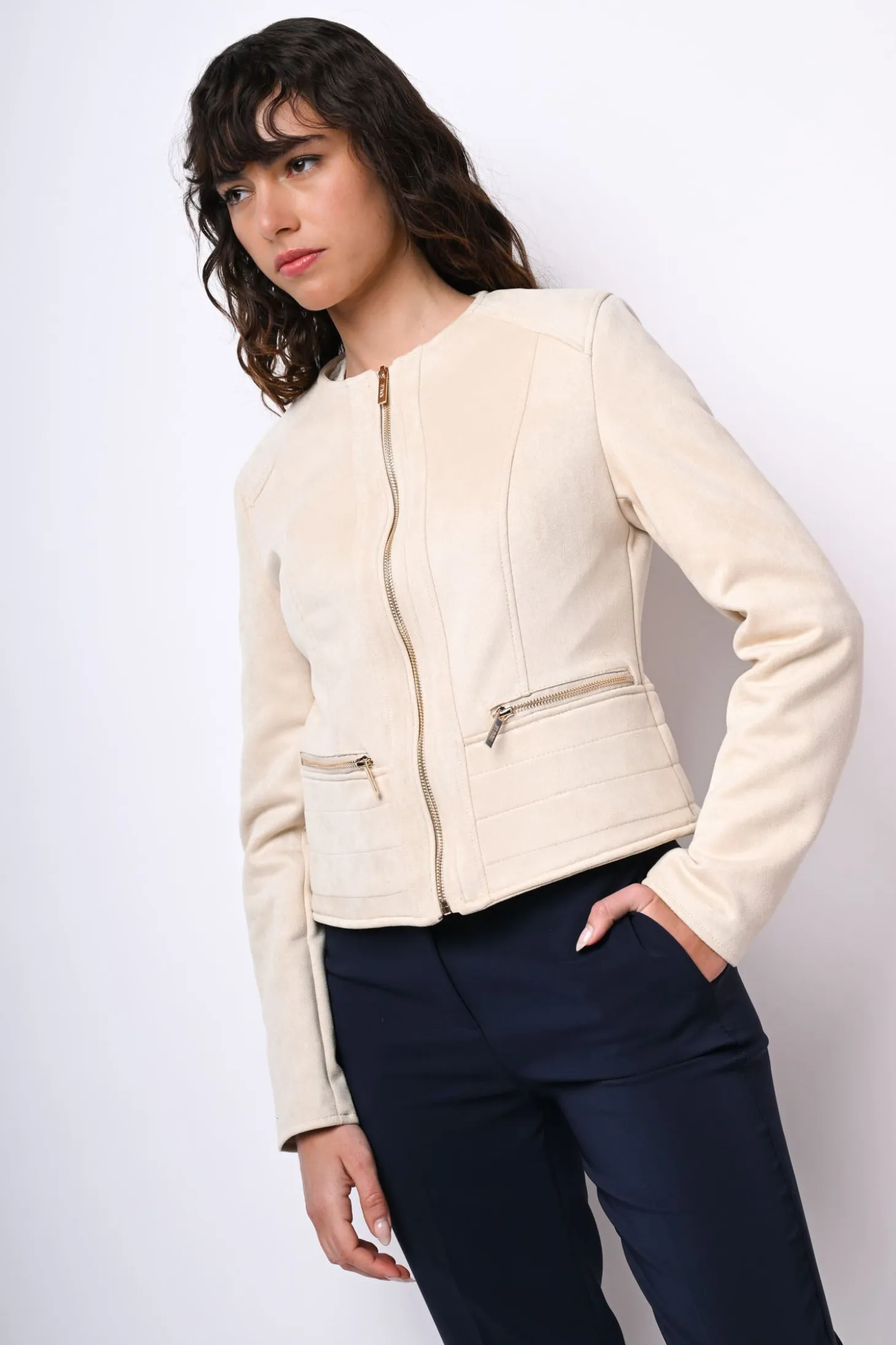 Giacca in faux suede con zip