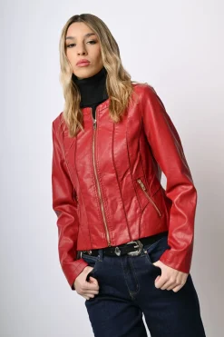 Giacca in similpelle con zip