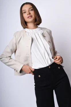 Giacca in similpelle con bottoni