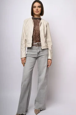 Giacca in similpelle con zip