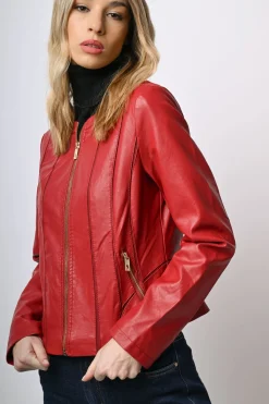 Giacca in similpelle con zip