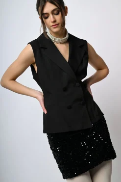 Gilet doppiopetto con cintura