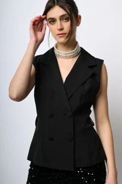 Gilet doppiopetto con cintura