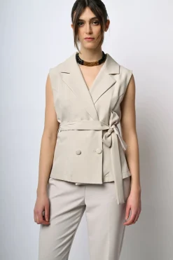 Gilet doppiopetto con cintura