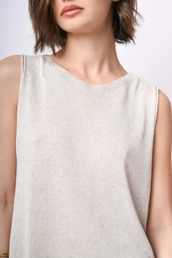 Gilet in maglia misto viscosa e lino