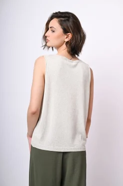 Gilet in maglia misto viscosa e lino
