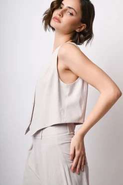 Gilet in viscosa e lino