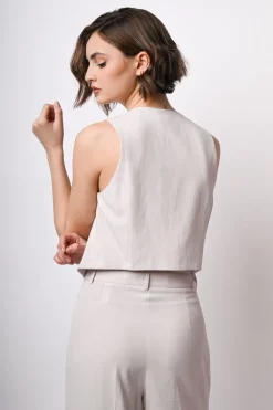 Gilet in viscosa e lino